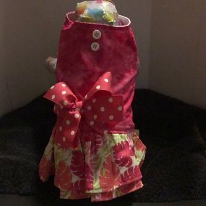 Small - medium hot pink and lime doggie dress.